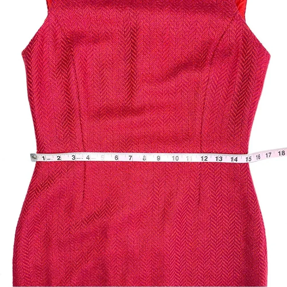 Banana Republic Textured Wool Blend Red Pink Sheath Dress Size 6 - Picture 10 of 13